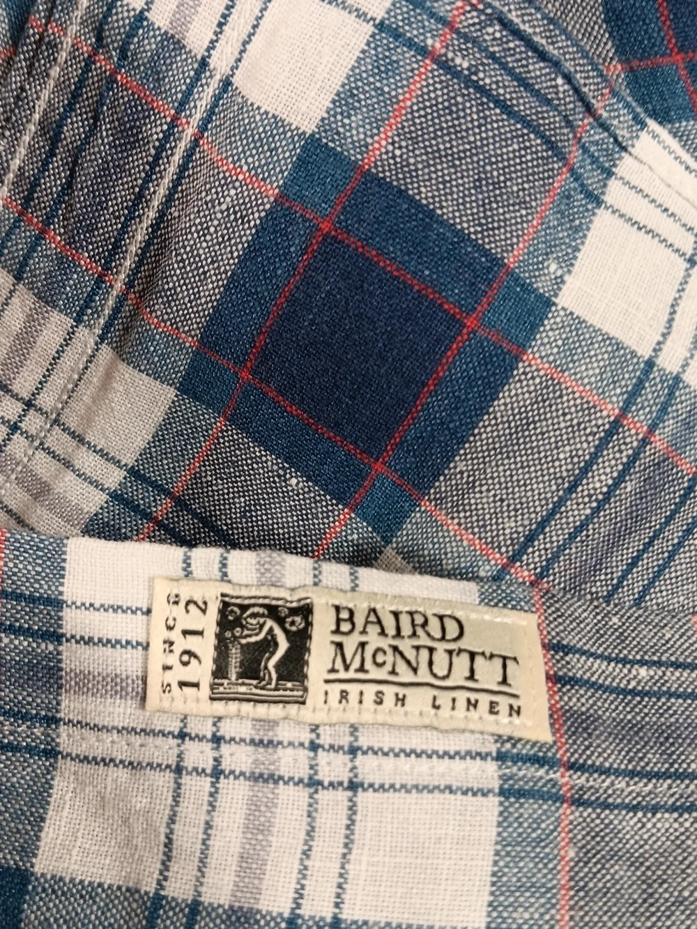 J Crew Shirt Mens XL Blue Baird McNutt Linen Irish Linen Chambray Plaid Nautical